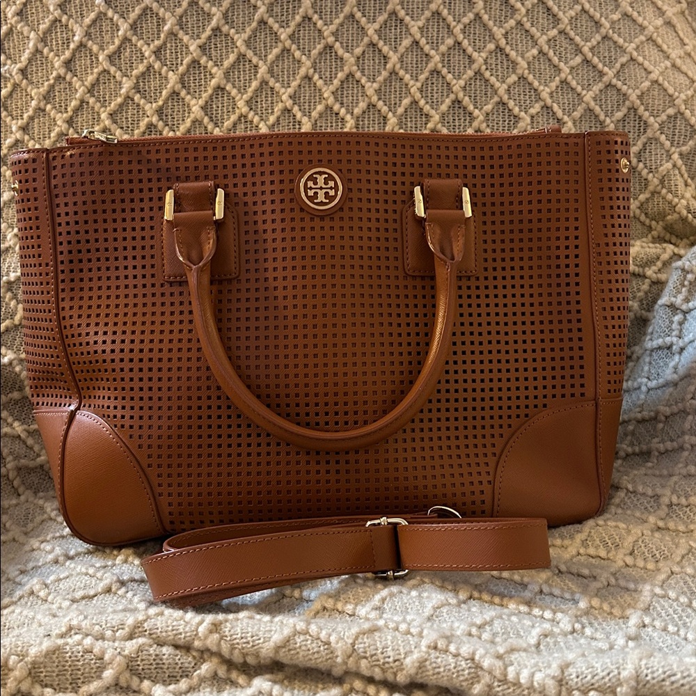 Tory Burch Robinson Double Zip Perforated Tote